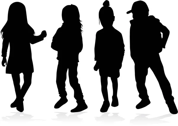 Childrens Zwarte Silhouetten Vector Werk — Stockvector