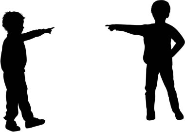 çocuk beyaz zemin üzerine siluet vektör.