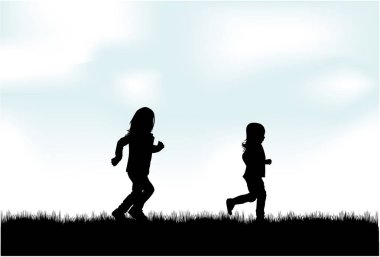 Çocuk siluetleri. Vektör.