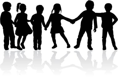 çocuk beyaz zemin üzerine siluet vektör.