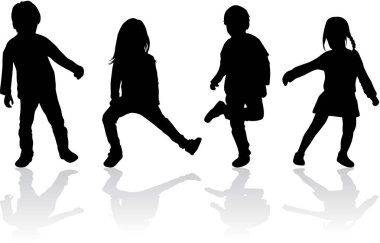 çocuk beyaz zemin üzerine siluet vektör.