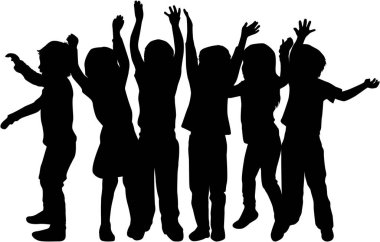 çocuk beyaz zemin üzerine siluet vektör.