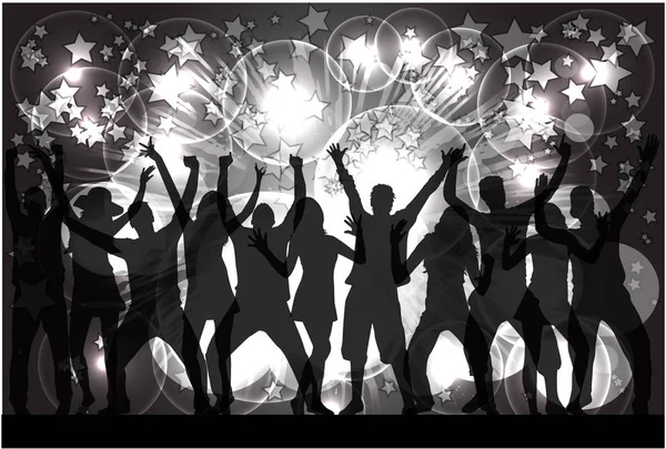 Dancing People Silhouettes Abstract Background — Stock Vector