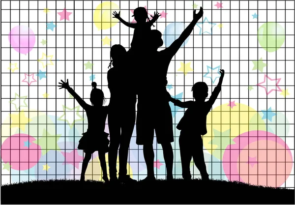 Family Silhouettes Abstract Background — Stock Vector