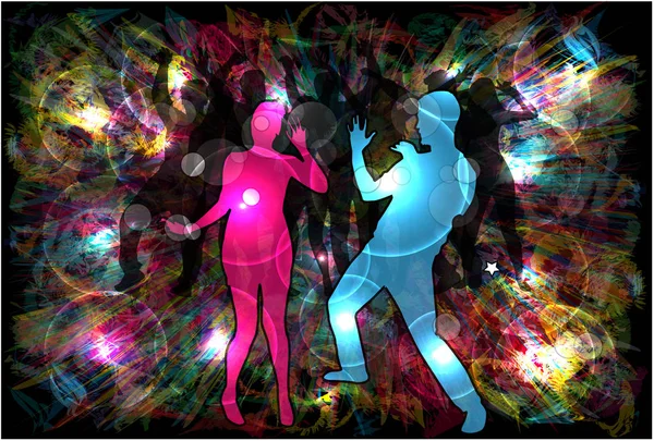 Dancing People Silhouettes Abstract Background — Stock Vector