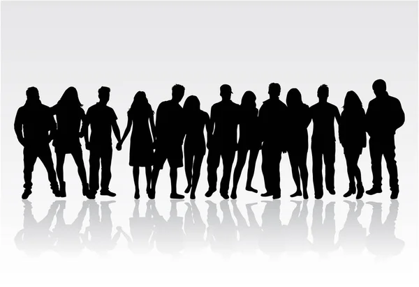 Group People Crowd People Silhouettes — Stock Vector