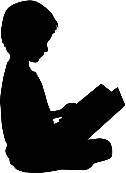 Niño Está Leyendo Libro — Vector de stock