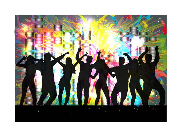Tanzende Menschensilhouetten Abstrakter Hintergrund — Stockvektor