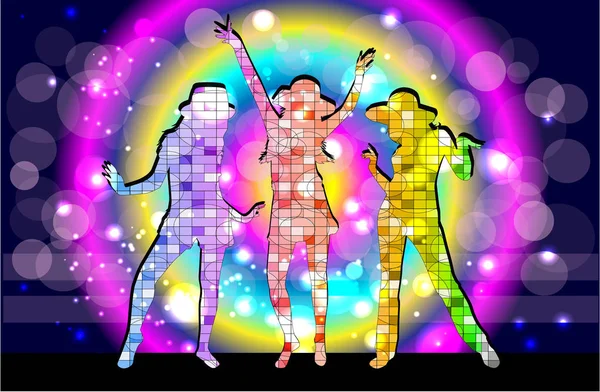 Dancing People Silhouettes Abstract Background — Stock Vector