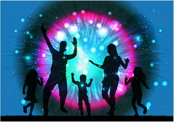 Dancing Family Silhouettes Vector Work — Stock Vector