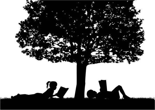 Silhouettes Personnes Avec Livre — Image vectorielle