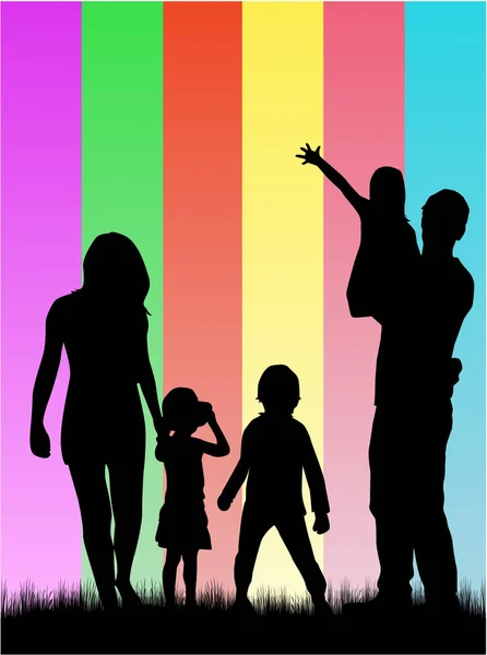 Family Silhouettes Nature — Stock Vector