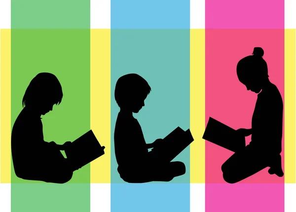 Enfant Lit Livre — Image vectorielle