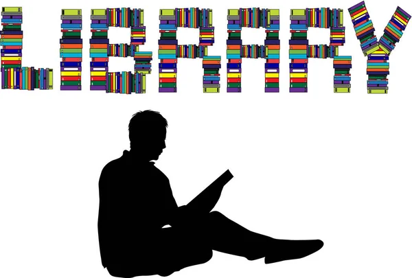 Silueta Hombre Con Libro — Vector de stock