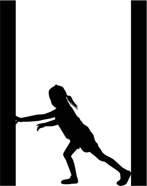 Silhouettes Enfants Athlétiques Travail Vectoriel — Image vectorielle