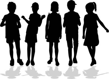 çocuk beyaz zemin üzerine siluet vektör.