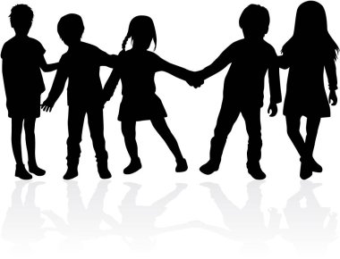 çocuk beyaz zemin üzerine siluet vektör.