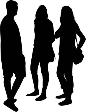 Dans eden çocuklar siluetleri. Vektör