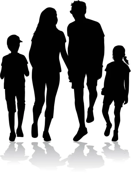 Silhouette Vectorielle Famille — Image vectorielle