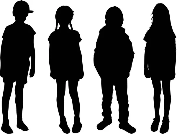 Vektor Silhouette Von Kindern Auf Weißem Hintergrund — Stockvektor