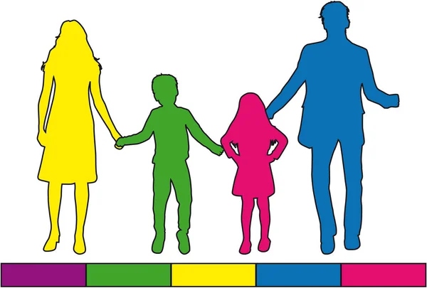 Family Silhouettes Vector Work — Stock Vector