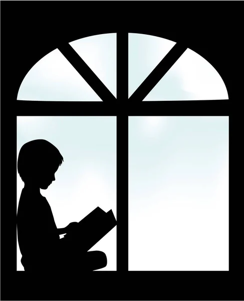 Silhouet Van Mensen Met Een Boek — Stockvector