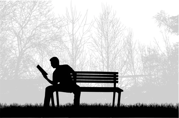 Silhouette Homme Avec Livre — Image vectorielle