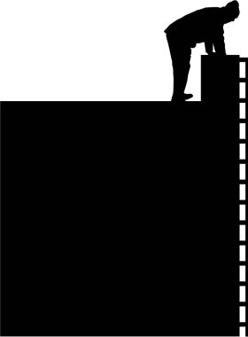 bir adam bir merdiven üzerinde silüeti.