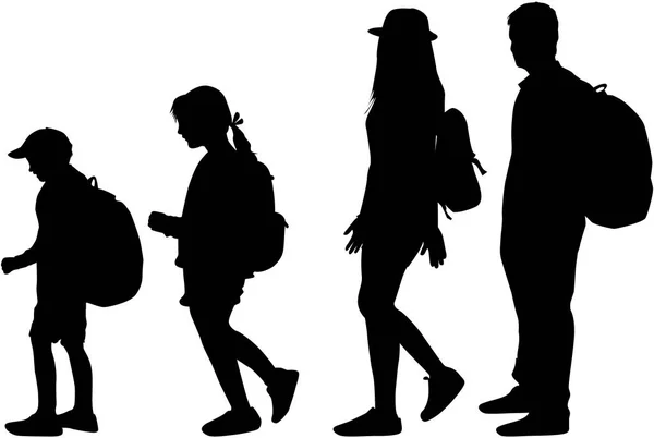 Silhouette Family Walk — Stock Vector