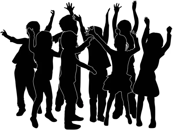 Group Children Silhouettes — Stock Vector