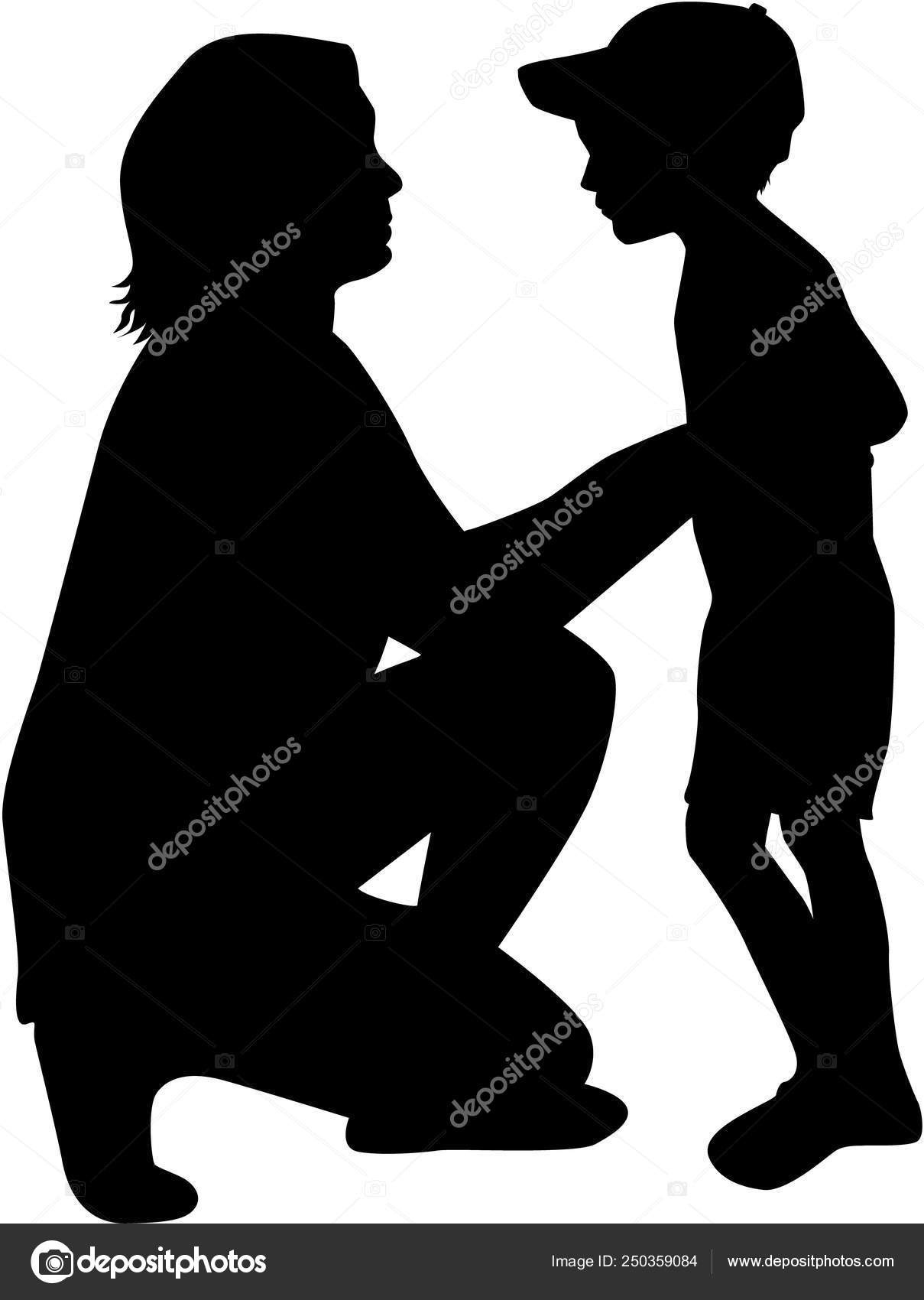 아이와 엄마의 실루엣. 스톡 벡터 - ©pablonis 250359084, image size:1209x1700