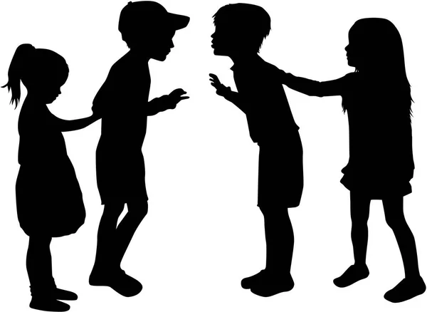 Vector silhouette of children on white background. — Stock Vector