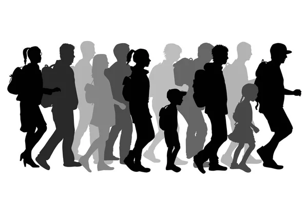 Silhouette människor på en promenad. — Stock vektor