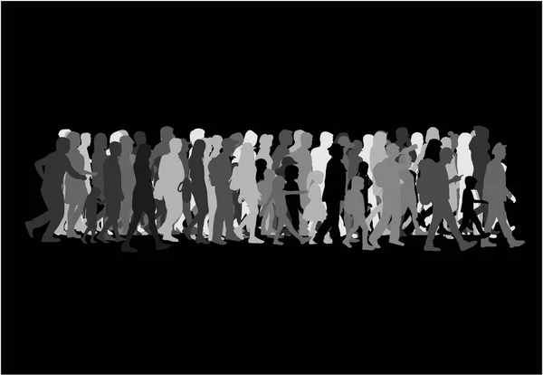 Silhouette människor på en promenad. — Stock vektor