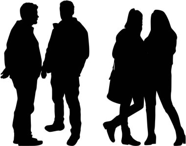 Bir grup insan. Bir sürü insan silueti.