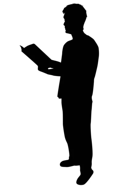 Silhouette di un uomo con un libro . — Vettoriale Stock