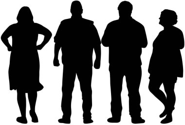 Bir grup insan. Bir sürü insan silueti.