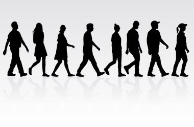 Bir grup insan. Bir sürü insan silueti.