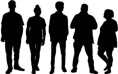 Bir grup insan. Bir sürü insan silueti.