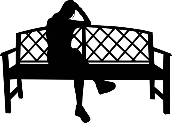 Une femme assise sur un banc. — Image vectorielle