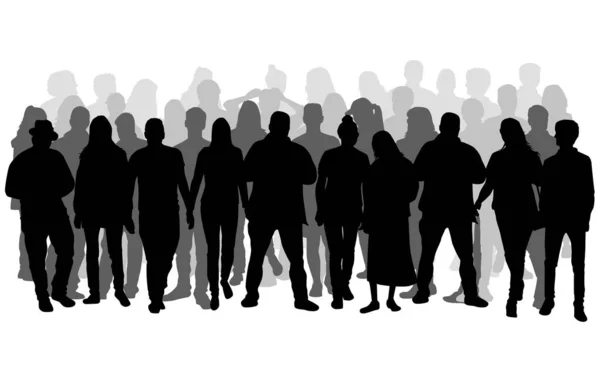 Grupo de personas. Multitud de personas siluetas. — Vector de stock