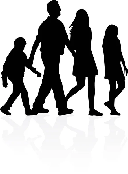 Famille de silhouettes. Travail vectoriel — Image vectorielle