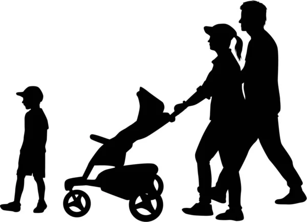 Familie van silhouetten. Vector werk — Stockvector