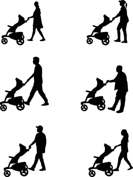 Family of silhouettes. vector work — Stock Vector