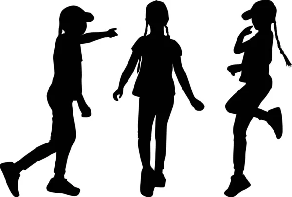 Silhouettes of girls. Vector work. — Stock Vector