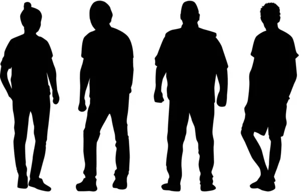 Group of people. Crowd of people silhouettes. — Stock Vector