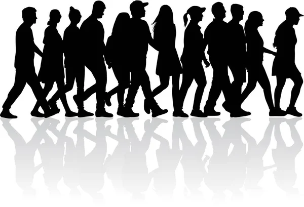 Groupe de personnes. Des silhouettes de foule. — Image vectorielle