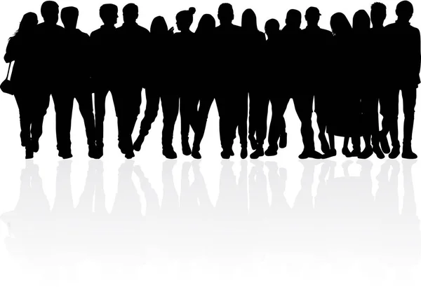 Group of people. Crowd of people silhouettes. — Stock Vector