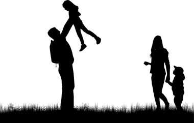 Aile vektör siluet. Vektör çalışması.