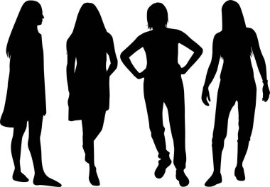 Bir kadının silueti. Vektör çalışması.